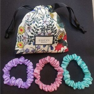 Gucci Beauty Floral Hair Scrunchie Trio - Lavender, Rose, Aqua
